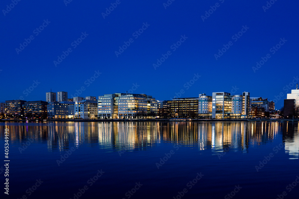 Obraz premium Stockholm, Sweden The skyline of Liljeholmskajen in the early morning.