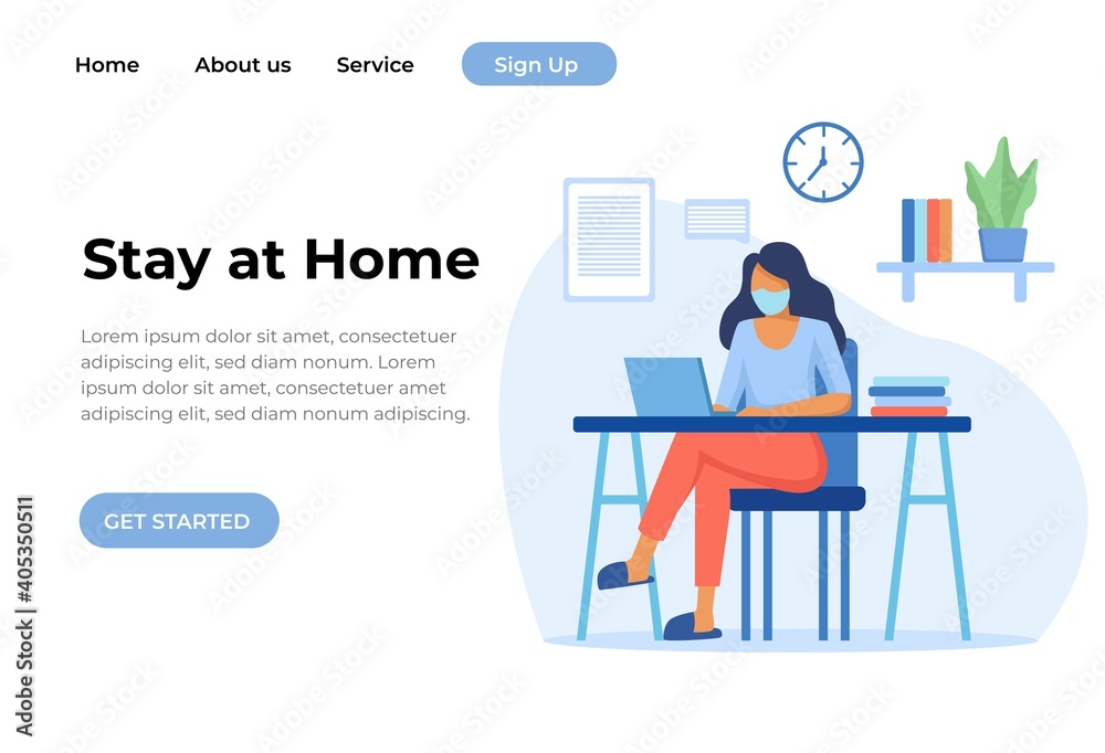 Unique Modern flat design concept of Stay at Home for website and mobile website. Landing page template. Easy to edit and customize. Vector illustration