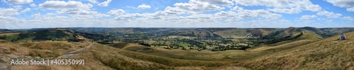 Beautiful panoramic landscape of the Peak District National Park, Derbyshire, United Kingdom, the first national park in England and also a popular tourist destination – August, 2018.