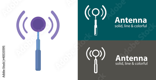 antenna icon. cellular isolated vector flat icon with technology electronics solid, line icons