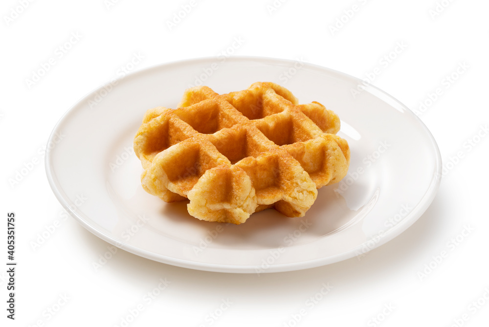 Waffle placed on a white background