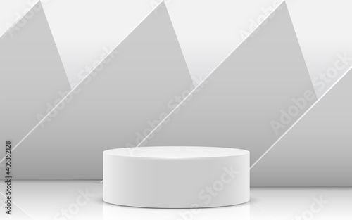 white podium in the white studio room	
