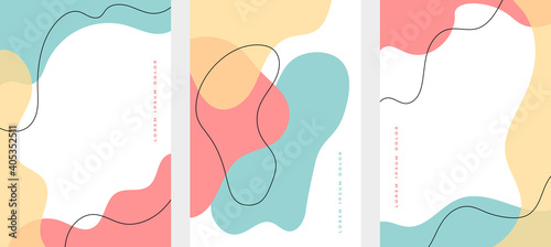 set of minimalist hand drawn fluid shapes background