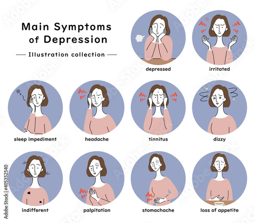 うつ病の主な症状　イラストセット