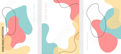 set of minimalist hand drawn fluid shapes background