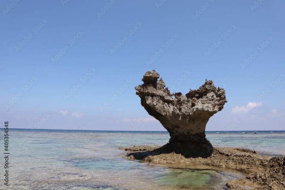 Heart rock with beautiful beach in Okinawa Heart rock with beautiful beach in Okinawa