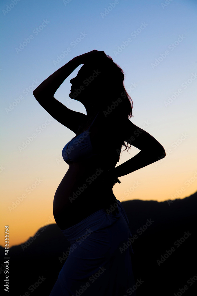 silhouette of a woman 
pregnant