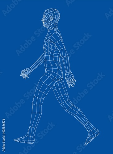 Wireframe walking man. Vector © cherezoff