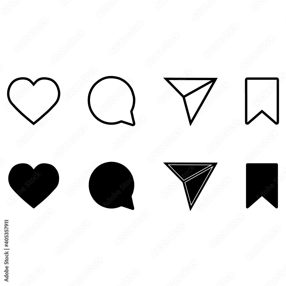 Instagram Icons - Like - Comment - Share - Save - update Stock Vector ...