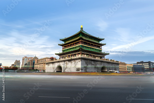 Historic bell tower in the city center of Xi'an, China