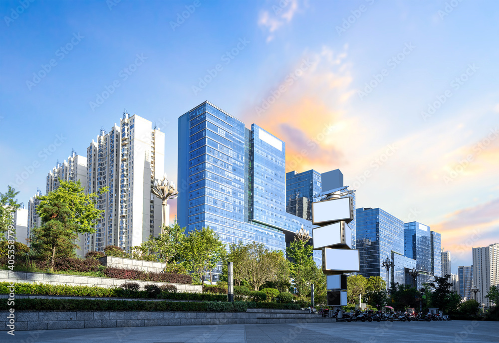 Modern city high-rise, China Ningbo CBD.