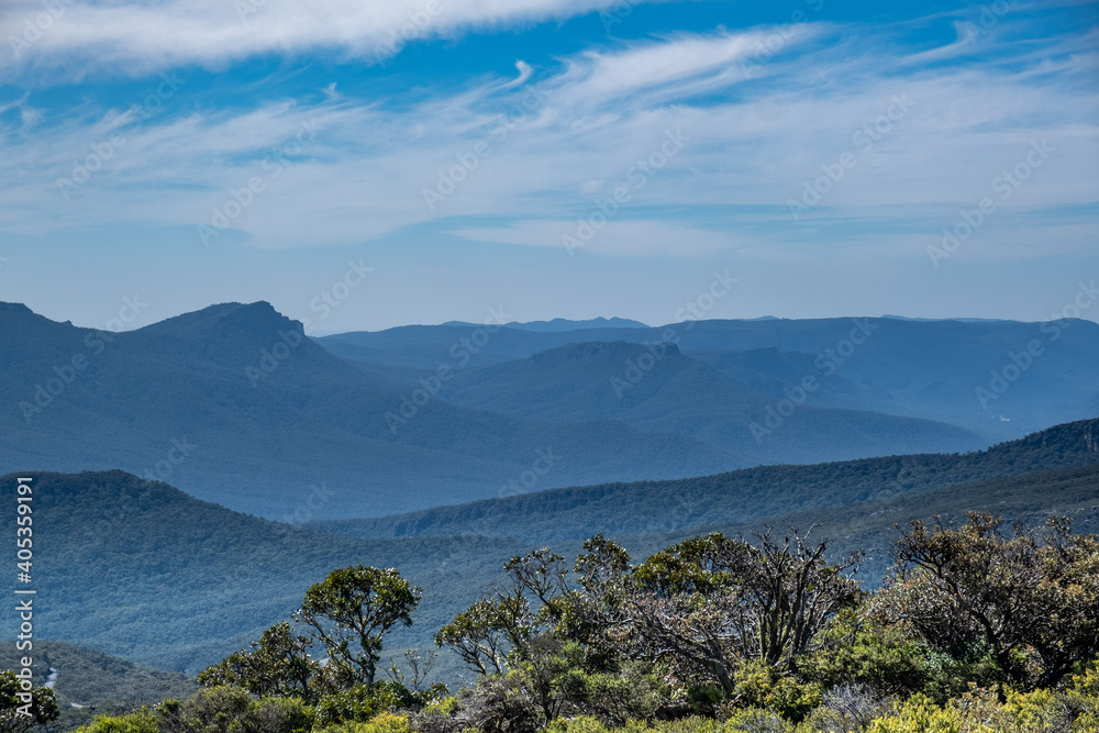 Layers of rugged hills in Grampians, Victoria, Australia