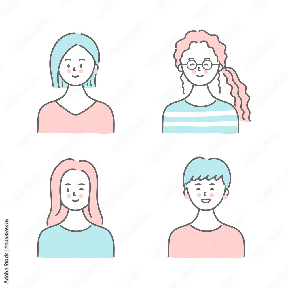 Set of smiling woman, vector illustration Set of smiling woman, vector illustration