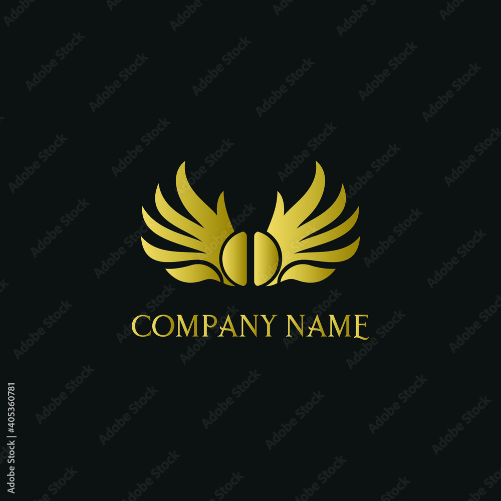 letter I and wings in luxury and elegant golden style logo design letter I and wings in luxury and elegant golden style logo design