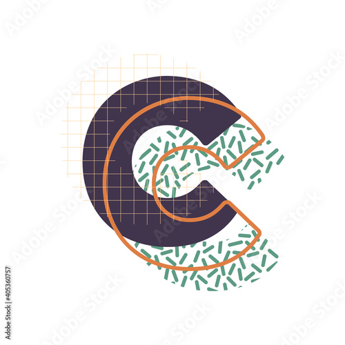 Decorative memphis pattern initial letter vector design.