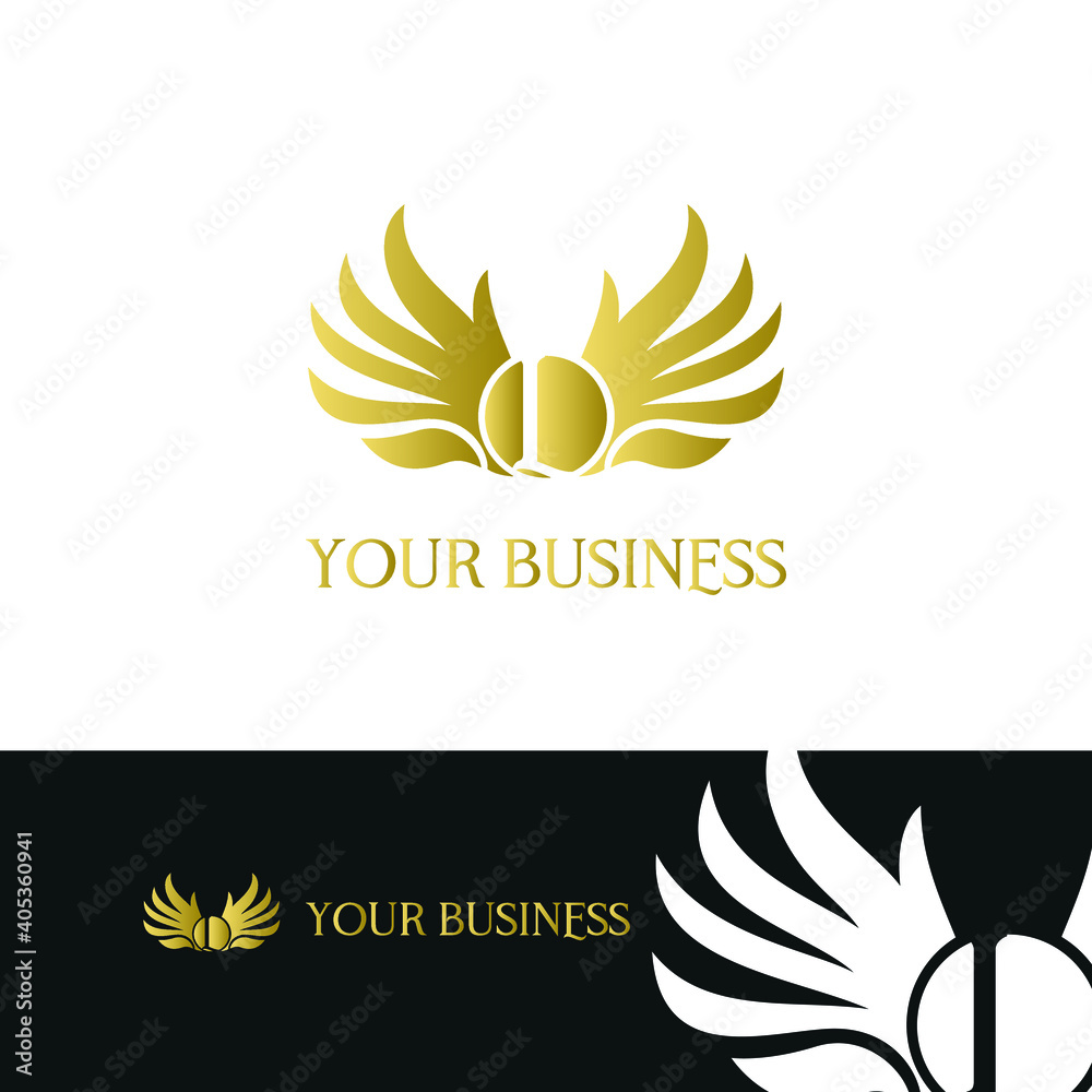 letter L and wings in luxury and elegant golden style logo design letter L and wings in luxury and elegant golden style logo design