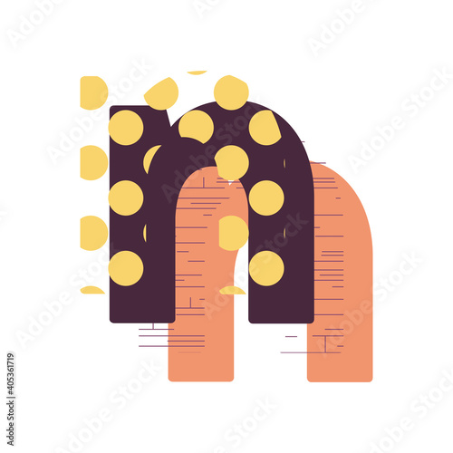 Decorative memphis pattern initial letter vector design.
