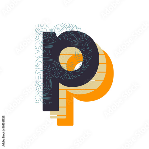 Decorative memphis pattern initial letter vector design.