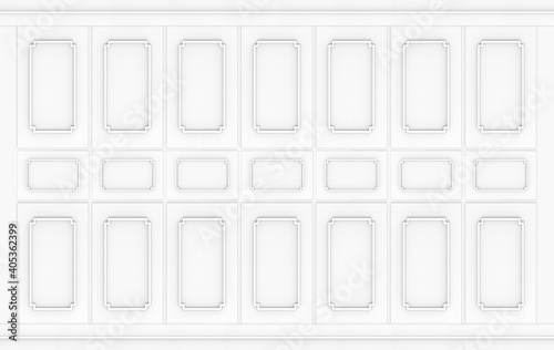 Fototapeta Naklejka Na Ścianę i Meble -  3d rendering. modern gray classical square pattern wood wall room background.