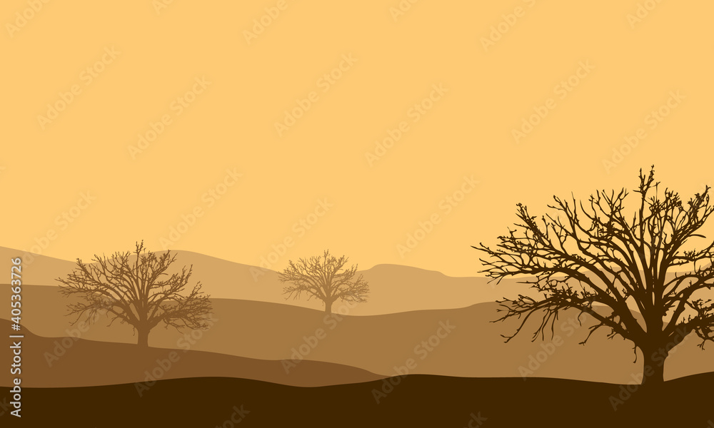 Beautiful scenery desert at warm afternoon. Vector illustration