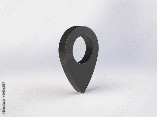 3d pin, black map pointer, location symbol isolated on white background, 3d illustration.