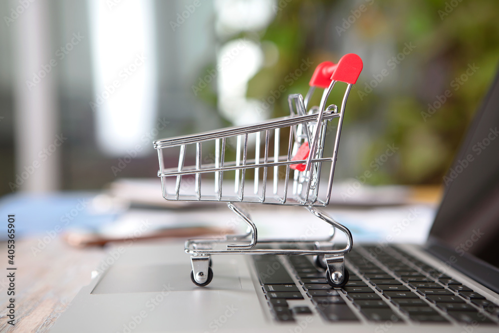 Trolley model on laptop keyboard Trolley model on laptop keyboard
