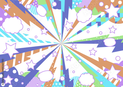 パーティー　集中線　パステルカラー