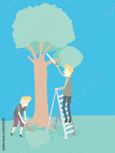Man Hurricane Preparedness Trim Branches