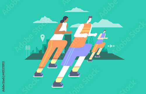 Man Urban Running Race Illu...