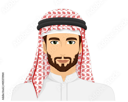 Man Wear Ghutrah Headdress Qatar Illustration