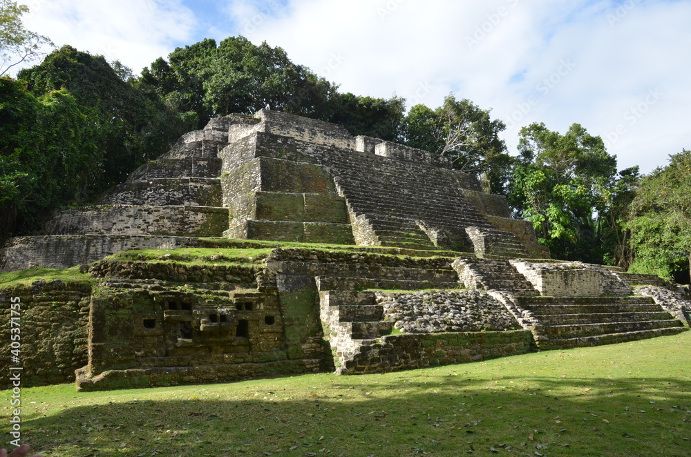 The Mayan ruins of Lamanai once belonged to a sizable Mayan city in the Orange Walk District of Belize.Ancient Mayan Ruins at Lamanai, Belize.