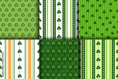 Set of holiday background,St.Patric's day seamless pattern in green orange and white colors