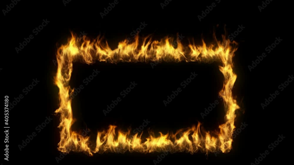 3D animation of a rectangle shape on fire with alpha layer