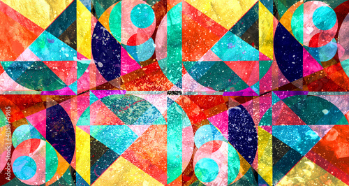 Abstract retro raster color background with geometric objects