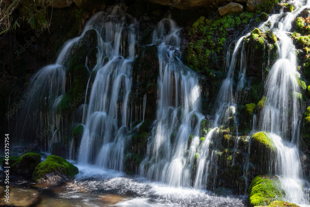 Fototapeta premium 早春の秋田県象潟の鳥海の元滝伏流水