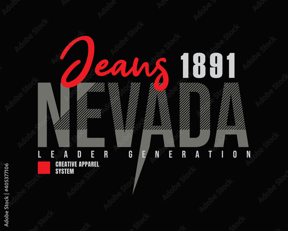 Vector illustration of a text graphic, NEVADA, perfect for the design of t-shirts, shirts, hoodies, etc.