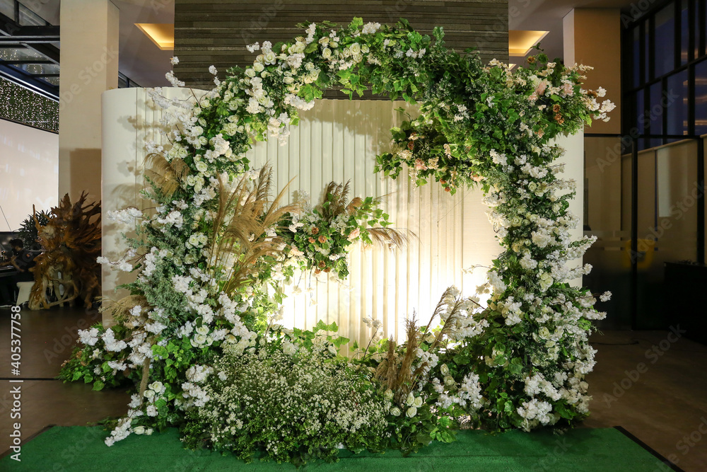 Stockfoto Beautiful photo booth zone at wedding or birthday
