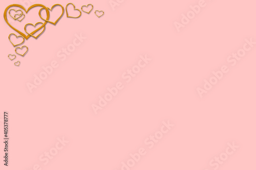 Valentine's day card. Gold hearts on a pink background. Copy space. . High quality photo © Olena Vasylieva
