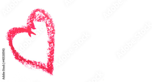 Pink lipstick drawing heart. Concept of beauty and love  woman and valentine s day. Banner  copy space.