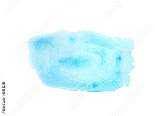 Hand-painted abstract blue watercolor on white paper background, for design, wallpaper, banners, text..