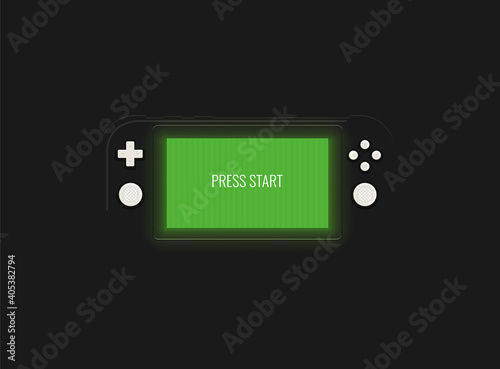 Mobile video console vector illustration. Video game console portable. Creative switch console.