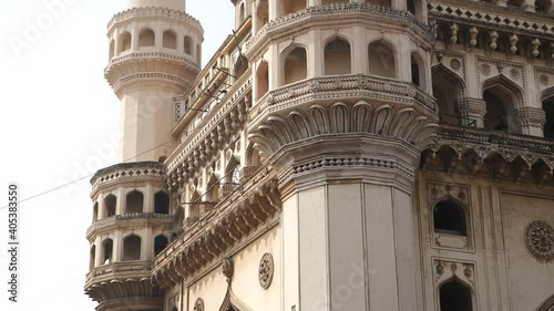 India - Hyderabad January 2021: Charminar architecture view, Footage of charminar from different angles