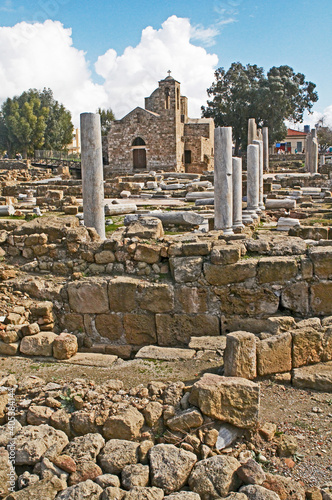 The 12th century stone church of Agia Kyriaki in the centre of Paphos built in the ruins of an early Christian Byzantine basilica.