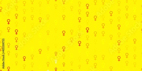 Light Yellow vector background with woman symbols.