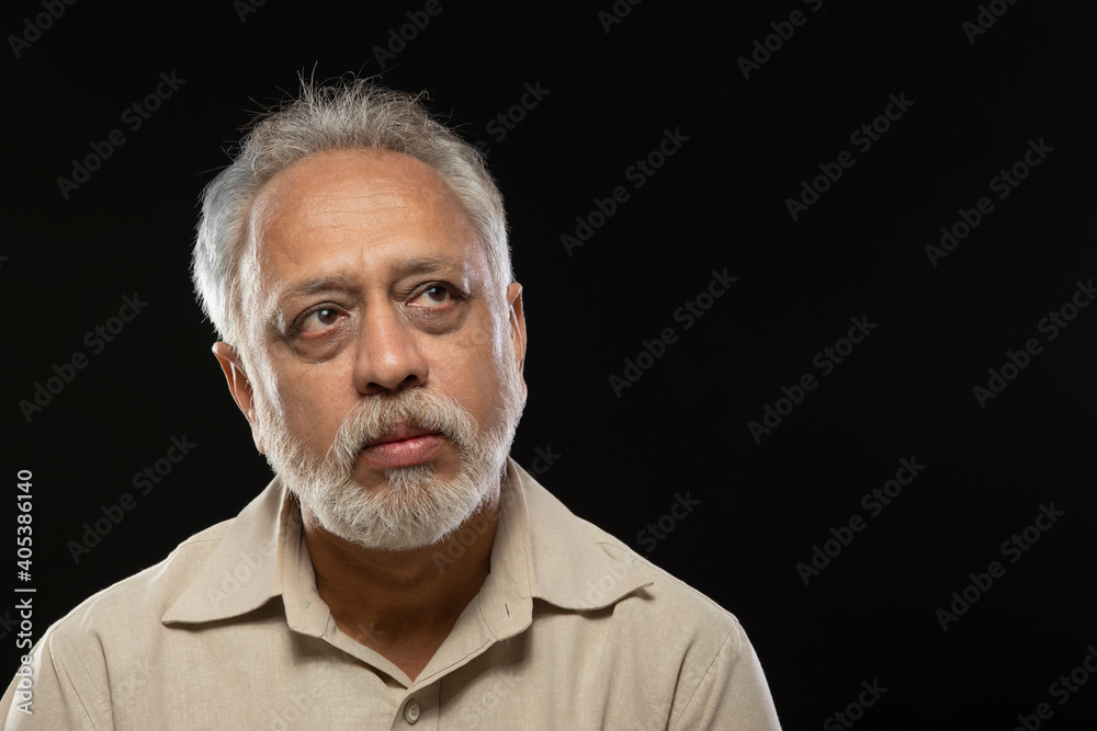 AN OLD MAN LOOKING AWAY AND THINKING AN OLD MAN LOOKING AWAY AND THINKING