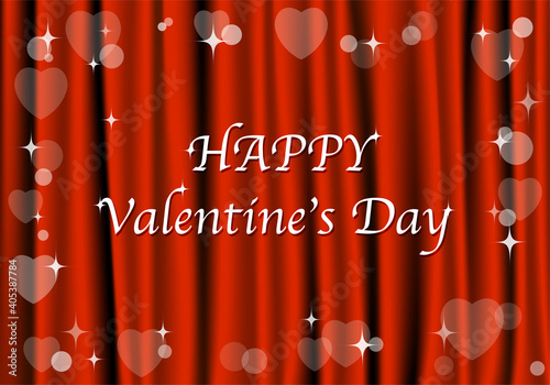 Valentine's Day card. "HAPPY VALENTINE'S DAY" on a fluttering red cloth.
