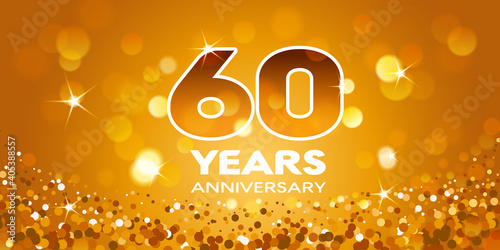 60 years anniversary vector icon, logo. Graphic design element with golden glitter
