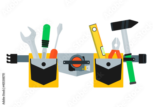 Belt with tools. Conceptual image of tools for repair.