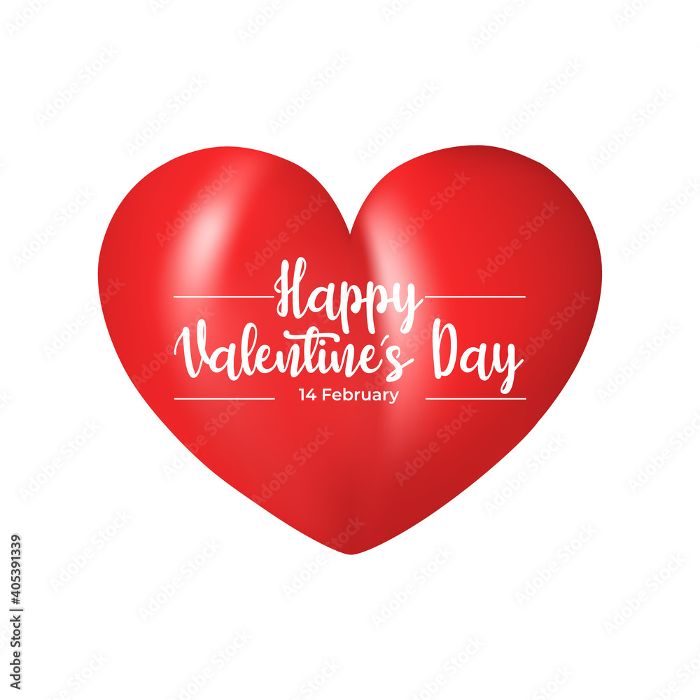 valentines day with realistic heart. vector illustration