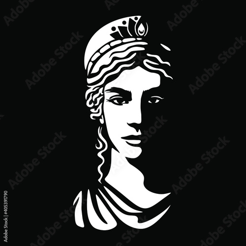 
greek goddess Hera illustration black backgorund
